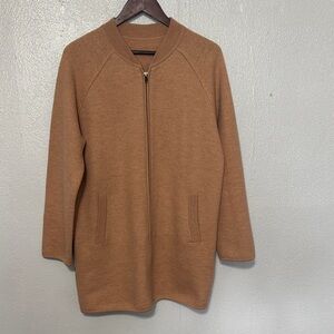 Madewell Bomber Sweater-Jacket Merino Wool Zip Front Cardigan Coat Peach Apricot